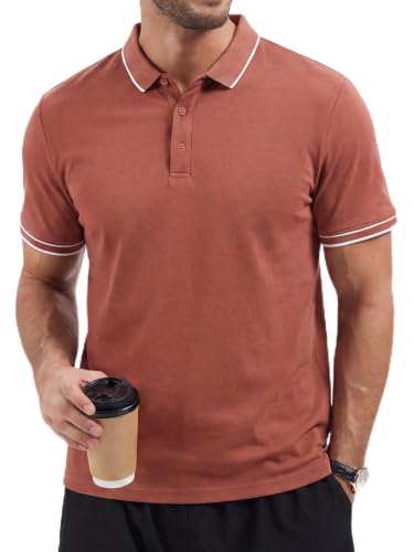 Camiseta polo para hombre de manga corta en mezcla de algodón, estilo clásico casual para golf | Material suave y transpirable, con tecnología anti-transpiración y lavable en máquina miniatura 1