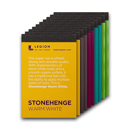 Stonehenge 100% Cotton Mini Pad Set, 10 Drawing Mini Pads, 2.5 x 3.75 inches, Medium Weight 250gsm, Assorted colors for Dry Media