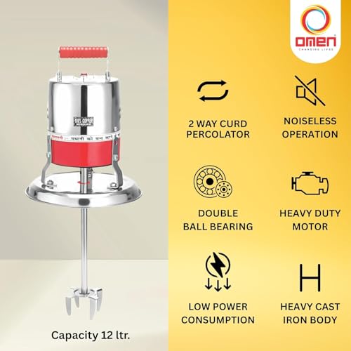 Image of Omen Changing Lives Electric Madhani Machine for Churning | 2-Speed Hand Blender | Perfect for Lassi, Butter & Buttermilk | Durable & Easy to Clean | Compact Kitchen Mixer| 1 Year Warranty