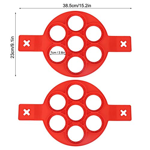 Fdit 2Pcs Eggs Pancake Non-Stick Pancake Machine Silicone Fryer 7-Hole Round Diy Egg Cake DIY Baking Cooking Accessory