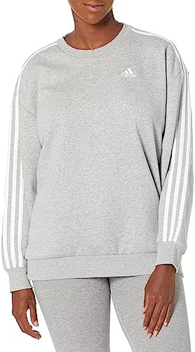 adidas Women's Essentials 3-Stripes Oversized Fleece Sweatshirt, Medium  Grey Heather/White, XX-Small-X-Small : Amazon.sg: Fashion