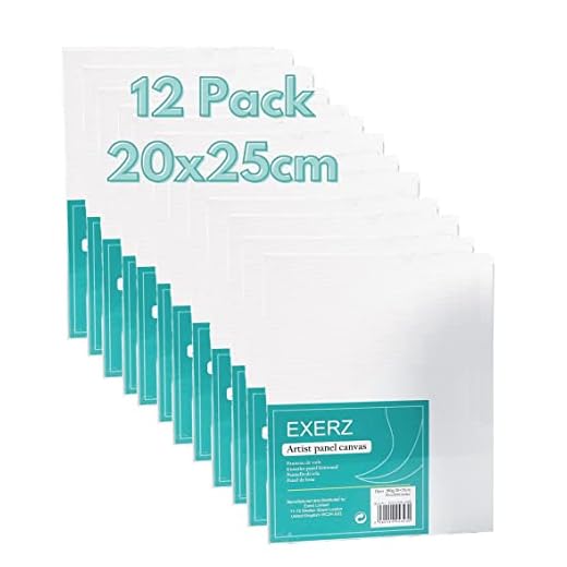 Exerz 20x25cm Paneles de Lienzos 12 piezas para pintar cuadros 280GSM / 0,3 cm de Espesor 100% Algodón/ Blanco/ Triple Preparado / Libre de Acido / Hebra Media - acrílicos & óleo