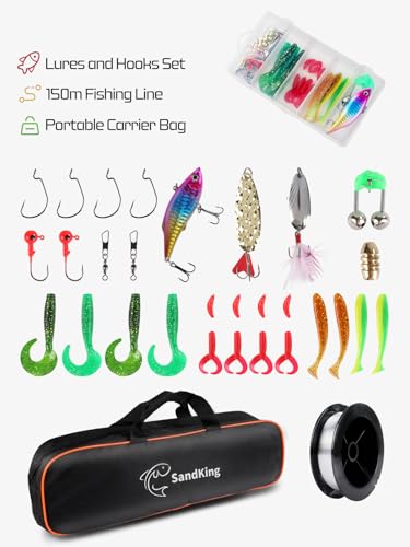 Ehowdin Fishing Pole Kit, Carbon Fiber Telescopic Fishing Rod and Reel Combo with Spinning Reel, Line, Bionic Bait, Hooks and Carrier Bag for Adult Teens Beginners (1Pack 6.89ft) - image 5