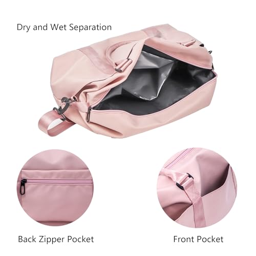 Travel Duffle Bag Waterproof Weekender Bag Carry On Tote Bags for Women Men, Travel Essentials Sport Gym Bag Luggage Bag with Trolley Sleeve (Pink)3