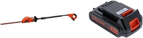 BLACK+DECKER Cortasetos de poste inalámbrico de 20 V Max, 18 pulgadas (LPHT120) y batería de litio de 20 V MAX* (LBXR20)