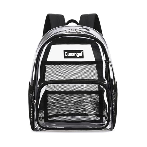 Cusangel Clear Backpack Stadium Approved 12×6×12,TPU Transparent Backpacks Plastic See Through Bag, Clear Bag for Concert Sport Event Work School Festival