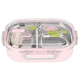 Lunchbox, 650ml Thermoisolierte Salatsuppe Warme Speisen Lunchboxen, Auslaufsichere Thermoskanne für warme Speisen, Bento Box Studenten Kinder Lunchbox, Warmhalten, Fit für Schulreisen im Freien(Rosa)