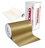 ORACAL 631 Matte Gold Metallic Adhesive Craft Vinyl for Cameo, Cricut & Silhouette Including 12' x 24' Roll of Clear Transfer Paper (15ft x 12')