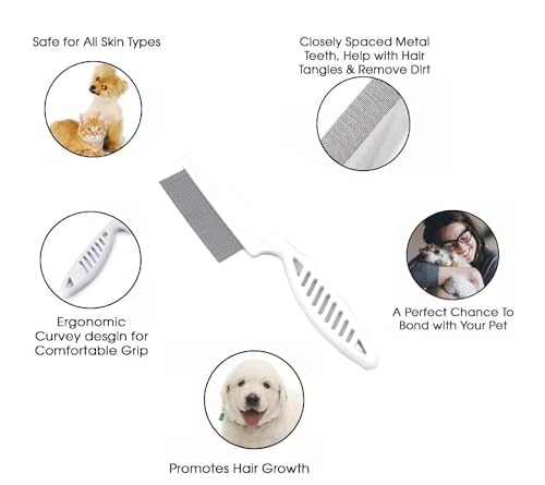 Image of 2 Pcs Pet Grooming Comb, Stainless Steel Dog Cat Grooming Combs with Stainless Steel Teeth, Pet Dematting Tools, for Small, Medium & Large Pets