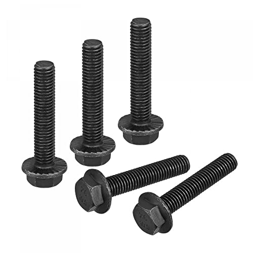 uxcell M10-1.5x50mm Hex Serrated Flange Bolts 10.9 Grade Carbon Steel Screws 5pcs