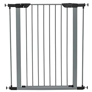   New-World-Steel-Dog-Gate-Pressure-Mounted-Pet-Gate-Protects-Walls-Doorways-No-Tool-Installation-Dog-Gate-Measures-39H-x-295-38W-Inches-Light-Gray