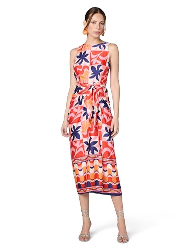 Image of Donna Morgan Women's Floral Midi Wrap Dress for Women - Versatile Summer, Beach, and Vacation Dress