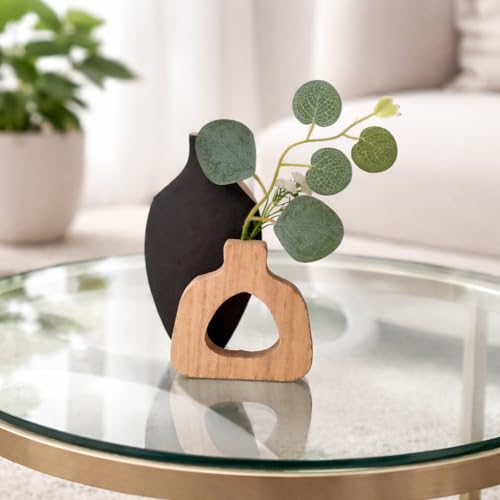 Image of CraftVatika Wooden Decoratve Showpiece for Home Decor Artificial Flower Holder Home Decoration Items for Living Room Wall Shelf Corner Tabletop Birthday Housewarming for Man Woman