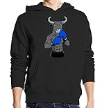 Generic Boxing Bull Blue Boxing Gloves Defensive Stance Unisex Pullover Kapuzenpullover Medium