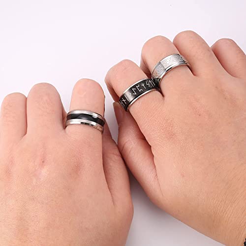 JeryWe 8 Pcs Stainless Steel Rings for Men High Polished Mens Band Wedding Engagement Fidget Rings Vintage Spinning Rings Size 7-134