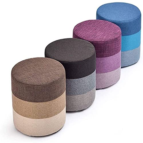 Tabouret de maquillage déhoussable orange avec assise en lin