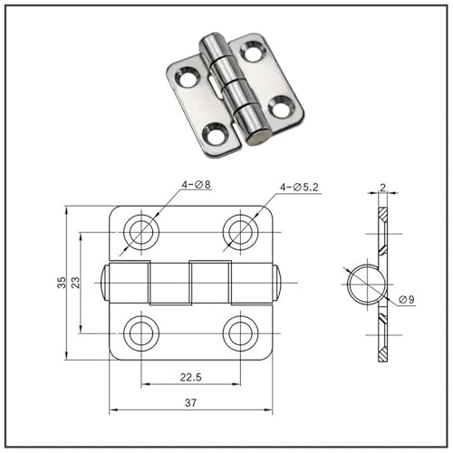 Charnière en acier inoxydable version épaisse pour porte de machine industrielle