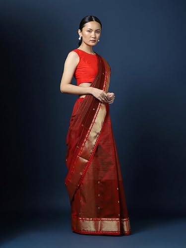 Chowdhrain red chanderi silk saree – image 3