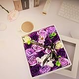 ソープフラワー ギフト 造花 プレゼントボックス 人気 花束 花 誕プレ喜寿 誕生日 記念日 先生の日 母の日 父の日 七夕 ありがとうの花 バレンタインデー 昇進 転居など最適としてのプレゼント(紫)