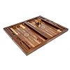 Backgammon Set Mosaic Design- Foldable Walnut Board - Classic Board Game - Size 20,5