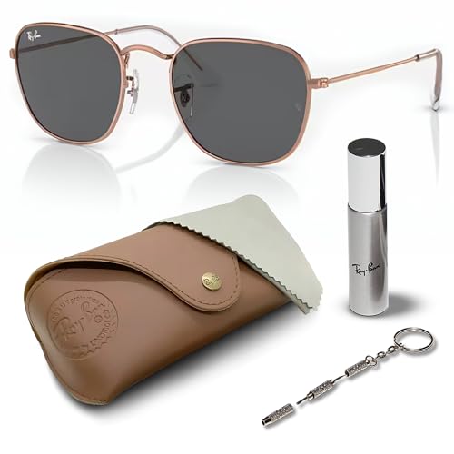 Ray-Ban RB3857 FRANK ROSE GOLD Square Shaped Sunglasses for Men & Women with Official RAYBAN Eyewear Kit