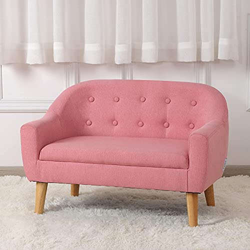 Koopo Kids Sofa,Linen Fabric 2-Seater Upholstered Couch,Perfect For Children Gift(30-Inch) (Pink) #TOP1