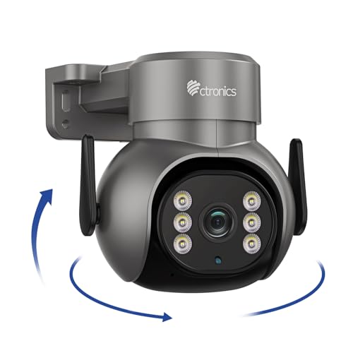Ctronics 防犯カメラ 屋外 自動追跡 AIヒューマン検知 声光威嚇 スマート暗視 ナイトカラー 360° 全方位監視 ONVIF/NAS対応 天井/壁面取付 プリセット機能 警報通知 音声通話 家族共有 遠隔操作 iOS/Android/PC 24時間録画 クラウドストレージ128GBMicro SDカード対応 LANケーブル 防犯ステッカー付属