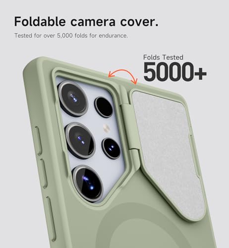 Image of SURITCH for Samsung Galaxy S24 Ultra Phone Case, Magnetic Protective Cover with Camera Cover & Adjustable Metal Kickstand for Galaxy S24 Ultra (2024)-Sage Green