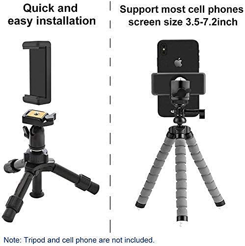 Image of DAUMI Universal Cell Phone Holder Clip /Mount Adapter /Adjustable Clamp and 360 Degree Ball Head Set for Mobile Phone, Selfie Stick & All Types of Tripods (Phone Holder Clip and Ball Head)