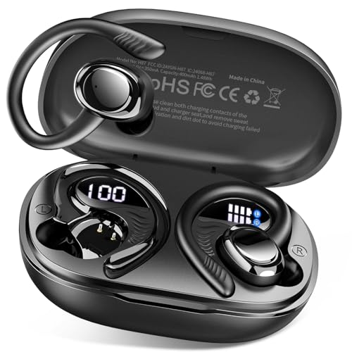 Hupoaf Earbuds Sport Bluetooth 5.4 Headphones Hi-Fi Stereo Bass Earphones Wireless 50+Hrs USB-C IP-X7 Waterproof for Running Workout Gym