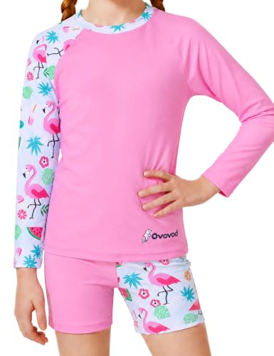 Image of Girls Swimsuit Two Piece Rash Guard Set for 4-14 Years