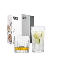 SCHOTT ZWIESEL 8er Gläserset Stage, jeweils 4 geradlinige Longdrinkgläser und Whiskygläser mit Relieff, spülmaschinenfeste Kristallgläser (Art.-Nr. 121882), Kristall