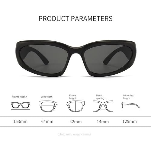 Image of Dervin UV Protected Wraparound Y2K Sunglasses for Men & Women, Full Rim Trending & Stylish Sports Shades