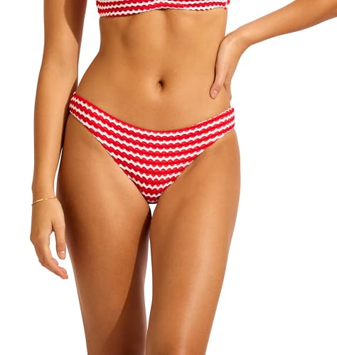 Seafolly Women's Hipster Pant Bikini Bottoms, Mesh Effect Chilli Red/White, 12