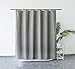 M&W DAS DESIGN Duschvorhang aus schwerem Textil Gewebe Leinenoptik schwere Qualität Schimmelresistent Stoff Luxus 100% Wasserdicht Blickdicht inkl. 12 Haken Gewicht unten 180x200cm(BxH) grau