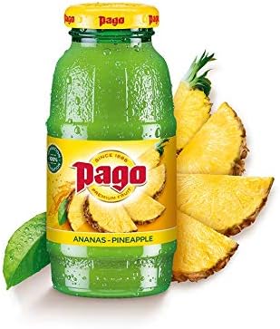 Pago  Pineapple - 100% Natural Fruit Juice Drink, Vegan Friendly and Gluten Free, 200ml (Pack of 12 Bottles)