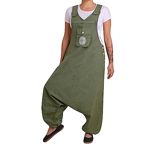 virblatt - Combinaison Sarouel Femme & Combinaison Homme | Unisexe|salopette sarouel femme grande taille fluide été hippie - Sprunghaft L-XL vert