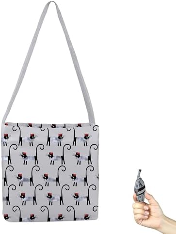 BeeGreen Black and Grey Cat Ultimate Crossbody Tote Bag - Reusabl...