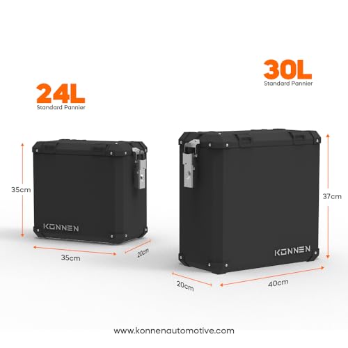 Image of Waterproof Motorcycle Hard Standard Panniers with Mounts (Set of 2) | Bike Side and Top Luggage Boxes | Compatible with Himalayan 450, V-Strom, CB350, Hness, Avenger, N250 /160, Dominar 250 /400