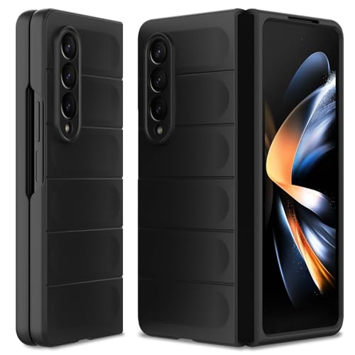 BonYonka Case for Samsung Galaxy Z Fold 4 Hard PC Slim Fit Bumper Case Anti-Scratch Shockproof Protective Phone Cover Black