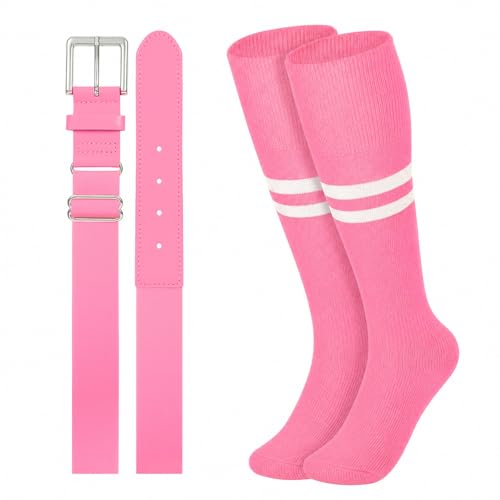Image of XZQTIVE Baseball Softball Socks and Belt Combo Set Adjustable Softball Socks and Elastic Belt for Kids Youth Adult