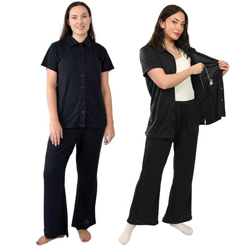 Image of Inspired Comforts Post Surgery Mastectomy Recovery Pajamas Set with Internal Drainage Pockets
