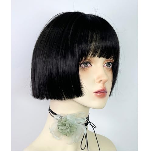 Perruque noire lisse 15cm durable pour masquer une perte de cheveux avec frange - 6