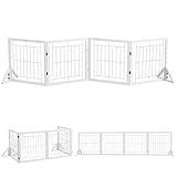 PawHut Cancellino per Cani Pieghevole, Cancelletto di Sicurezza per Animali e Cuccioli con 4 Pannelli e Piedini Triangolari, 280x70 cm, Bianco
