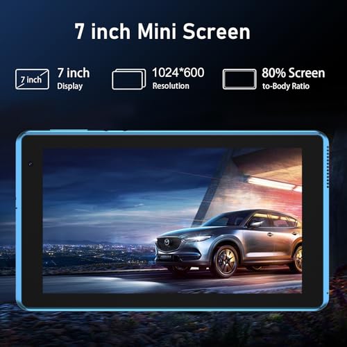 Image of CUPEISI Q2S Android 14 Tablet with Case, 7 inch Tablet, 8GB RAM + 32GB ROM /1TB Expandable, 1.6GHz Quad-Core Processor, 1024x600 IPS HD Touchscreen, 5 Camera
