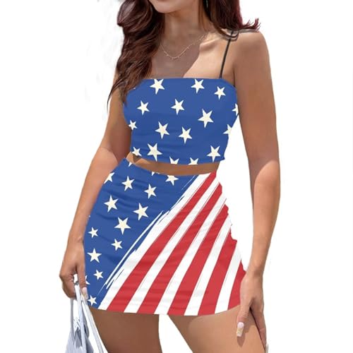 Image of 2025 Sexy Spaghetti Strap Crop Tops and Bodycon Skirt Casual 2 Piece Set S-4XL