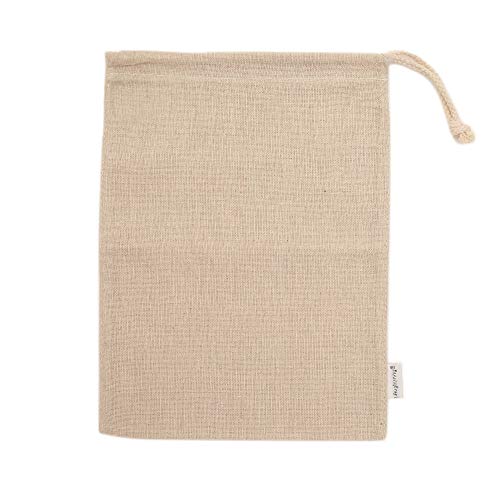 Augbunny Cotton/Linen Blend 9- by 12-inch Muslin Produce Bags with Drawstring, 6-Pack