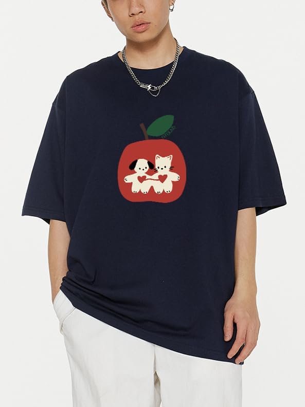Whimsy Twee Clothes for Women Oversize Graphic Apple Tee Y2k Fashion Whimsical Clothes Streetwear - Image 4