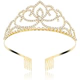 FASOTY Gold Tiara Crystal Crown with Combs Elegant Princess Tiaras and Crowns for Women Girls Rhinestone Headband for Bridal Birthday Party Prom Halloween Christmas Costume Cosplay