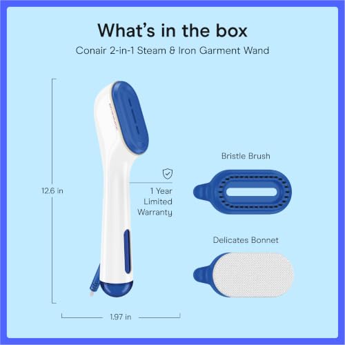 Conair Clothes Steamer, 2-in-1 Travel Steamer & Iron, Anti-Drip, White/Blue - image 9